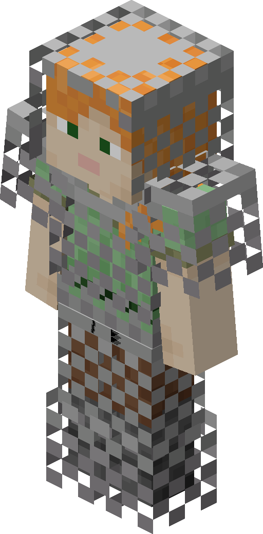 Alex in chainmail armor in Minecraft