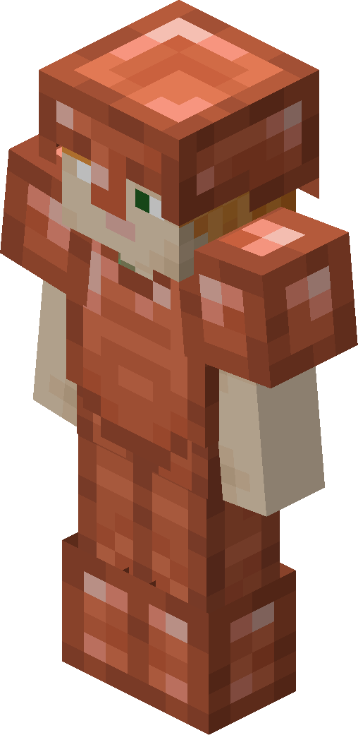 Alex in copper armor in Minecraft