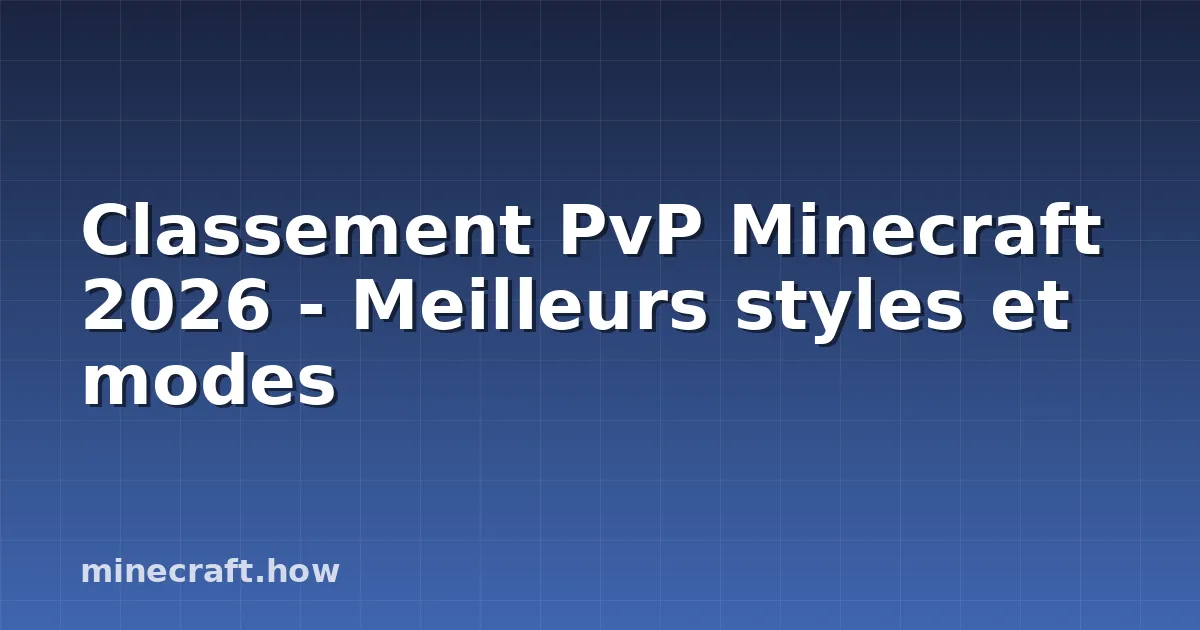 Classement PvP Minecraft 2026 - Meilleurs styles et modes
