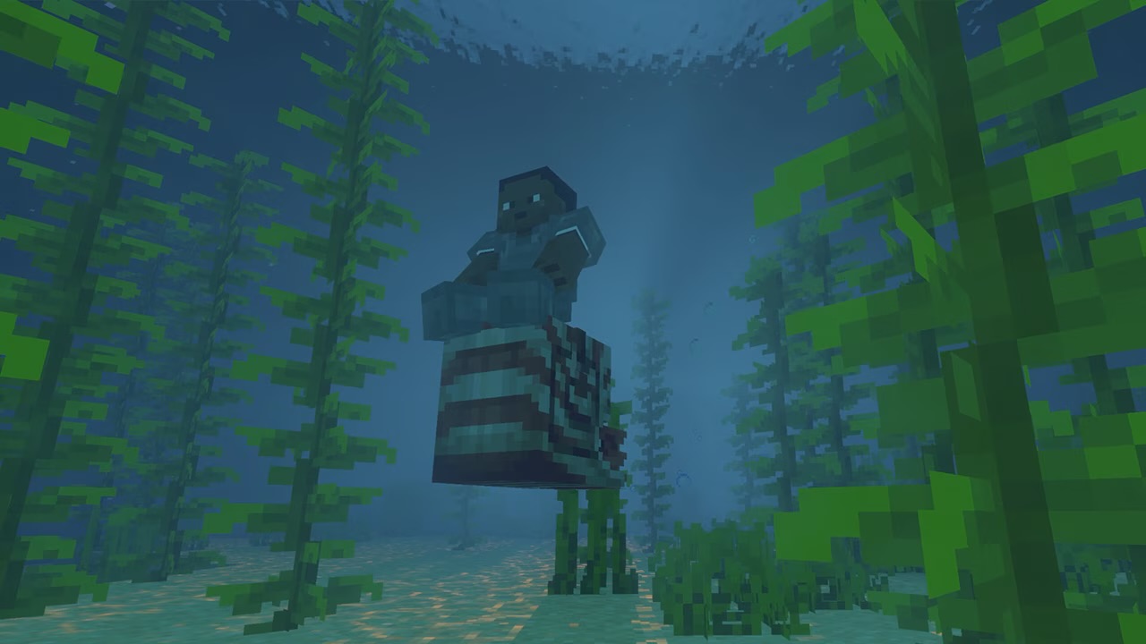 Mounts of Mayhem nautilus rider in Minecraft