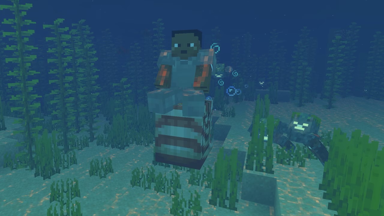 Mounts of Mayhem nautilus rider with drowned in Minecraft