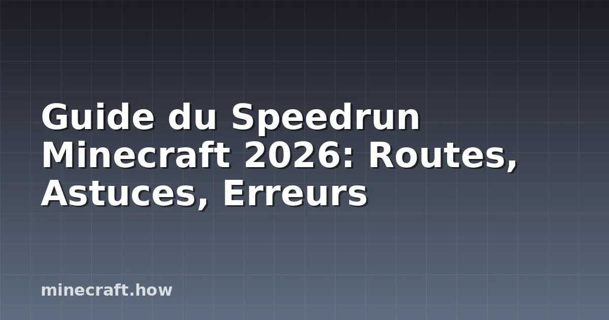 Guide du Speedrun Minecraft 2026: Routes, Astuces, Erreurs