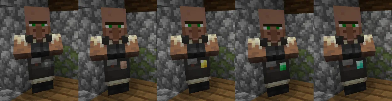 Player mining exposed iron ore high in a snowy mountain cave
