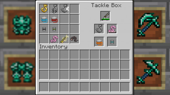 Minecraft player holding items in inventory with death respawn screen visible