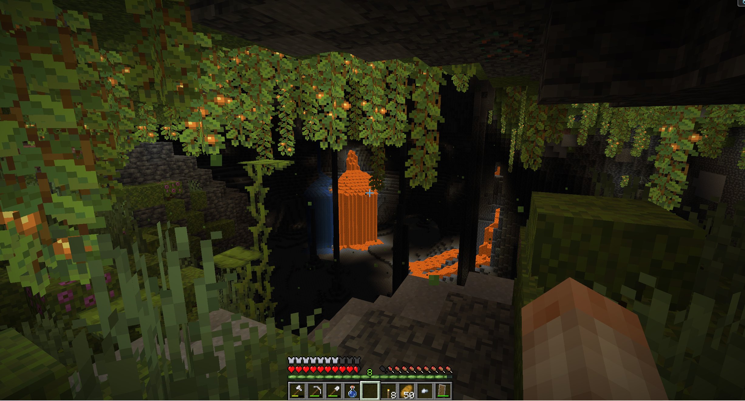 Lush Cave Lavafall in Minecraft