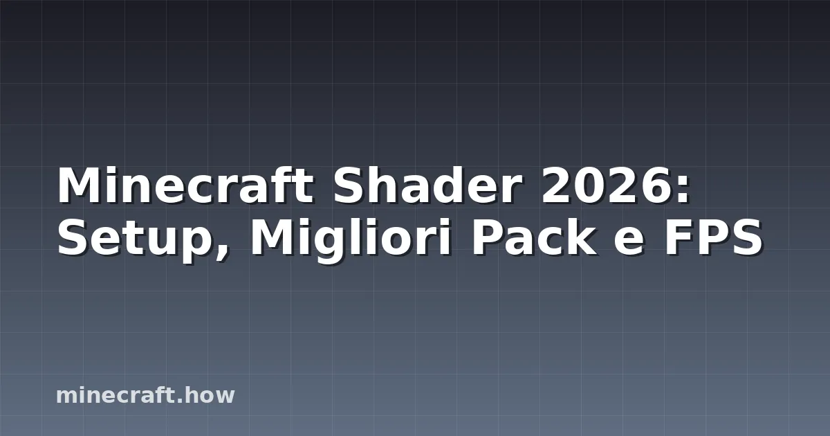 Minecraft Shader 2026: Setup, Migliori Pack e FPS