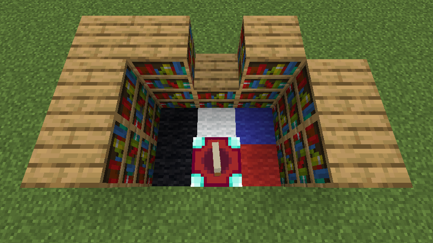 Enchantment table bookshelf placement in Minecraft