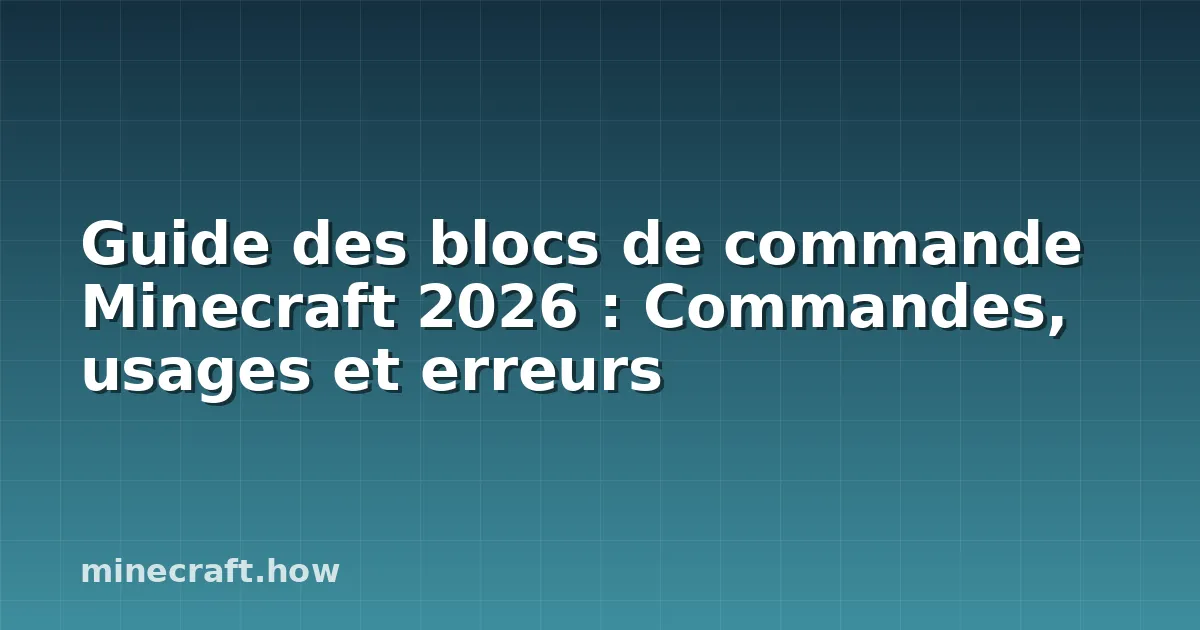 Guide des blocs de commande Minecraft 2026 : Commandes, usages et erreurs