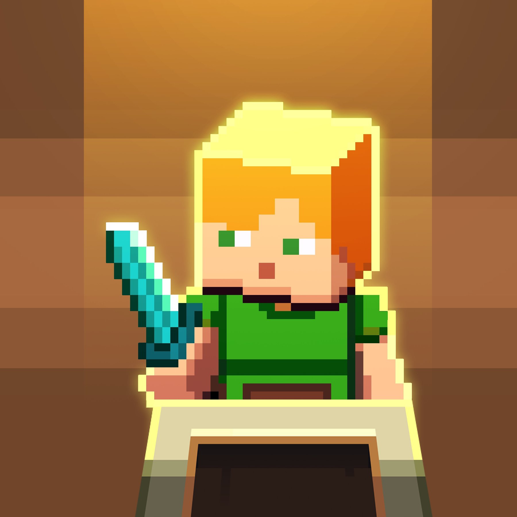 Alex Retrieving Diamond Sword in Minecraft