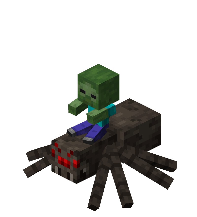 Baby Zombie Riding Spider in Minecraft