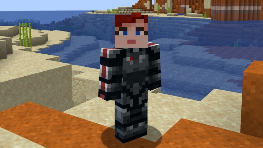 Minecraft player character wearing Isagi Yoichi skin from Blue Lock anime