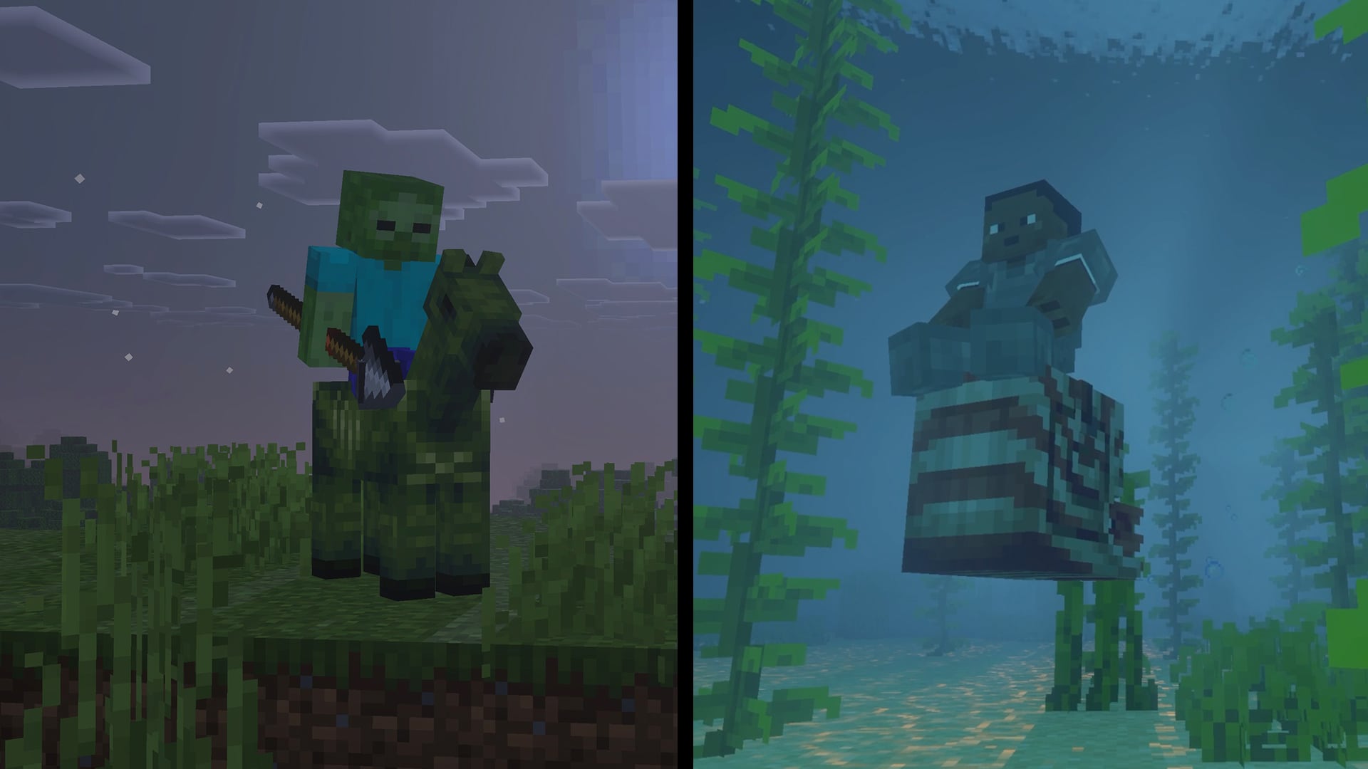 Mounts of Mayhem unveiling header in Minecraft
