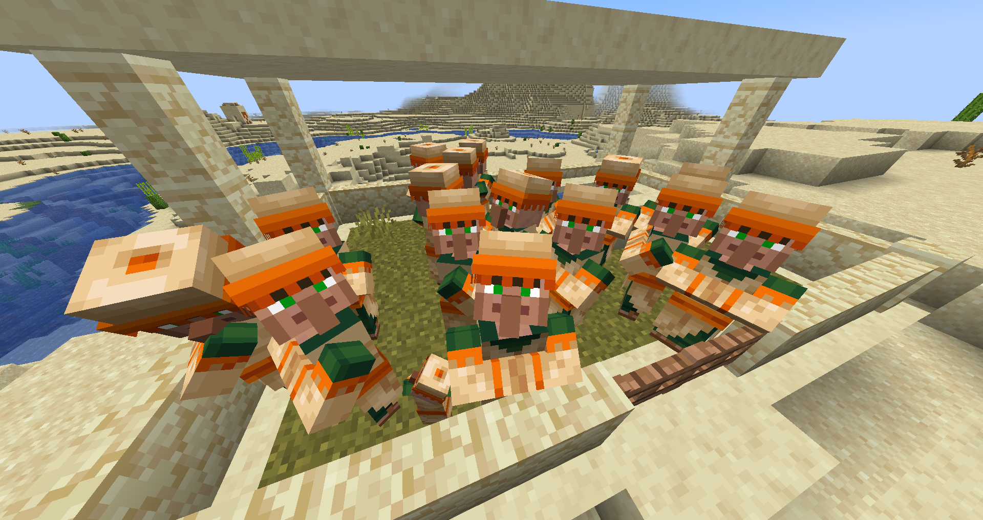An Army of Villagers Staring! in Minecraft