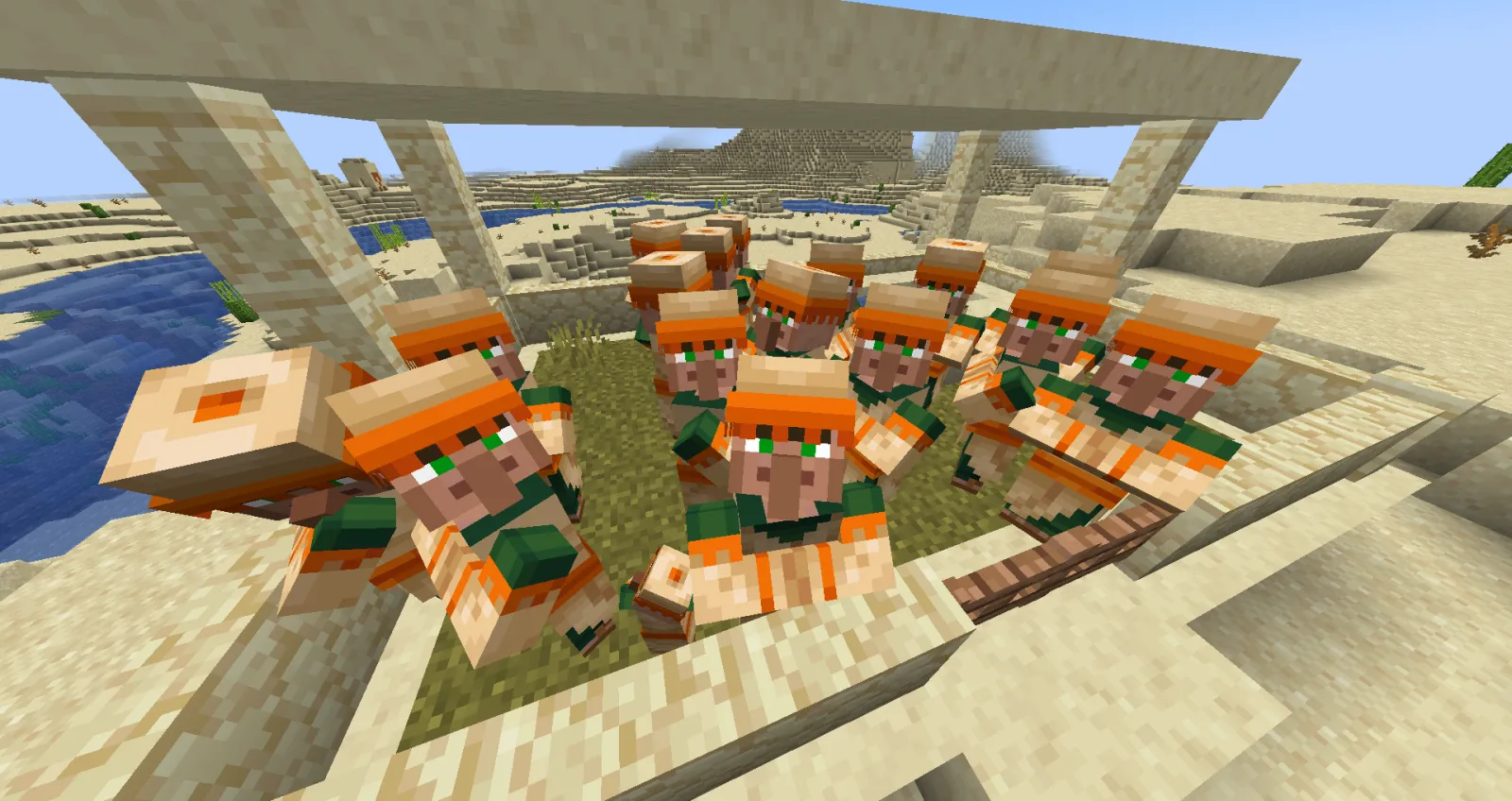 An Army of Villagers Staring! in Minecraft