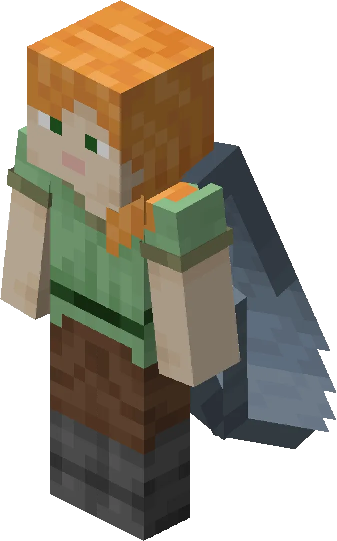 Alex in elytra in Minecraft