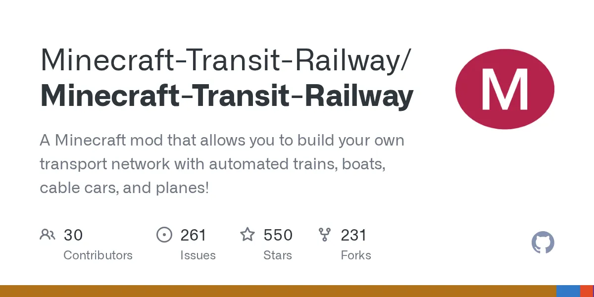 Minecraft Transit Railway mod showing animated trains running on tracks with station platforms