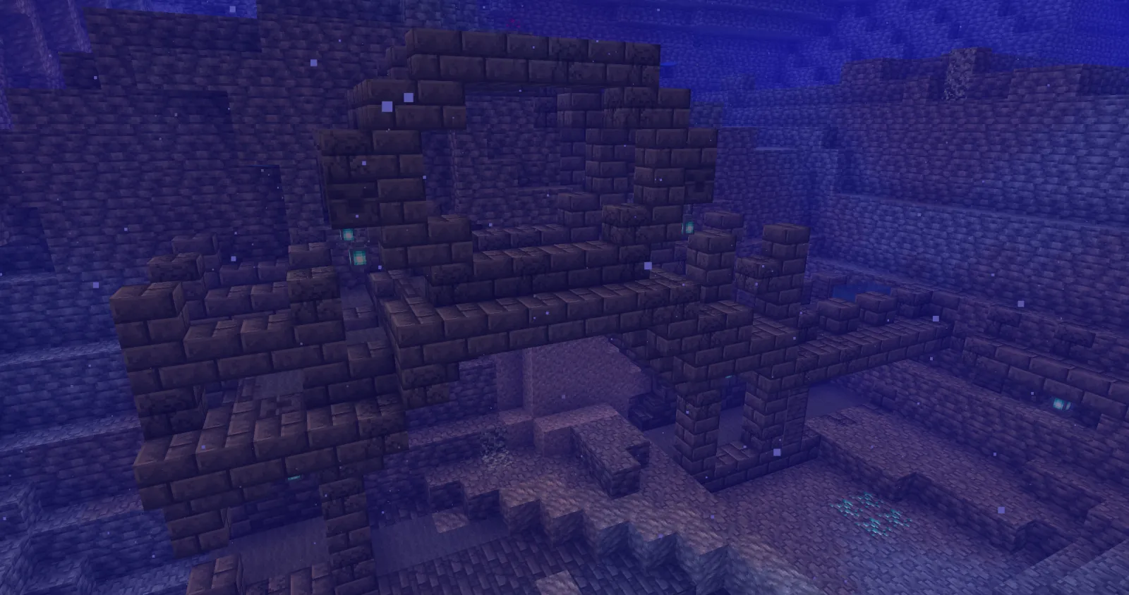 Cidade Antiga Gerada Submersa em Aquifer 2 no Minecraft