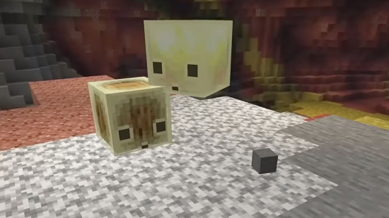 Minecraft player in combat armor facing opponent with swords drawn in PvP arena