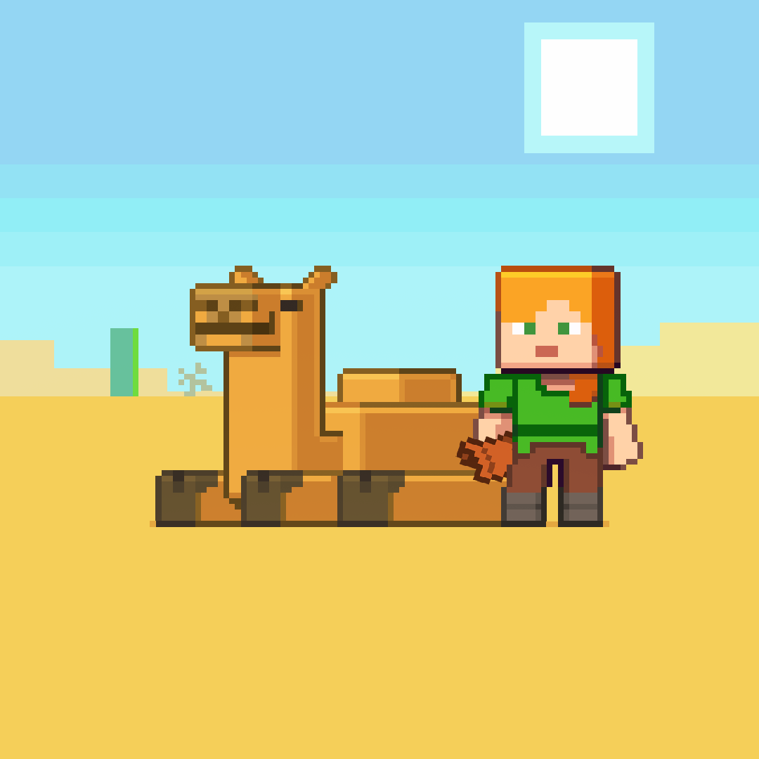 Alex and Camel Pixel Art in Minecraft