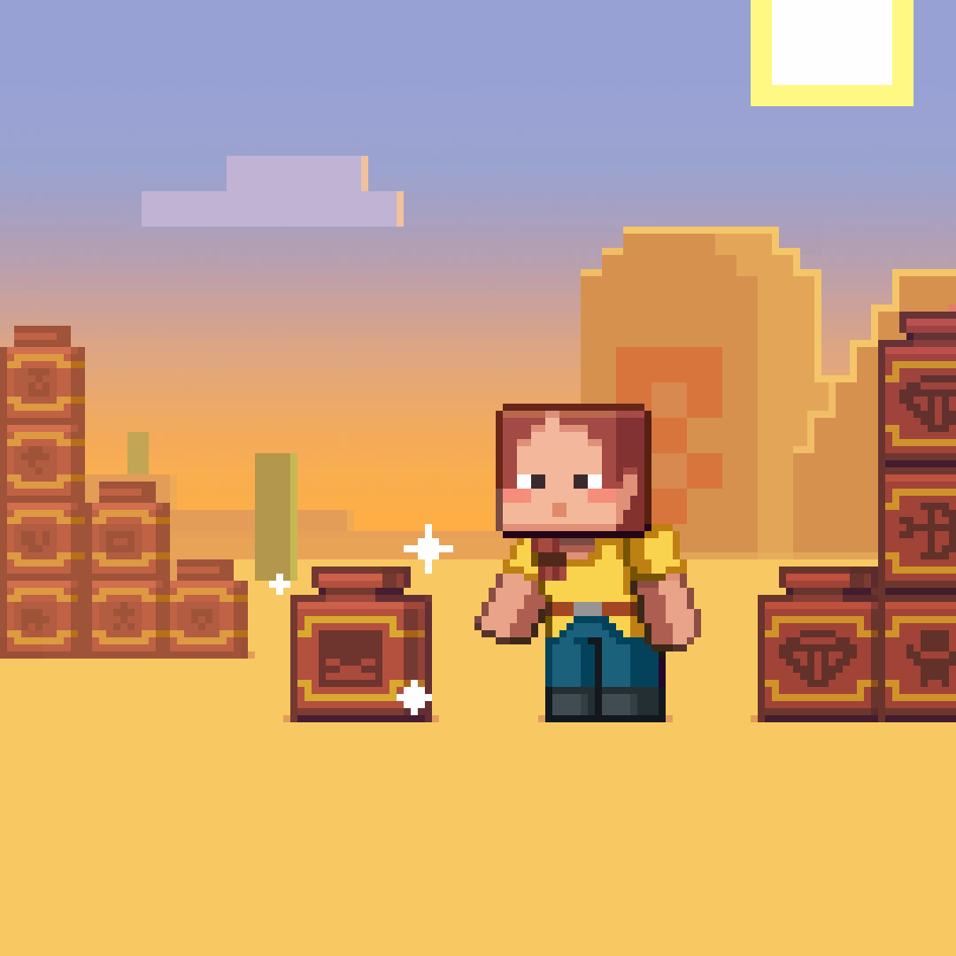 Ari Admiring Decorated Pots Pixel Art in Minecraft