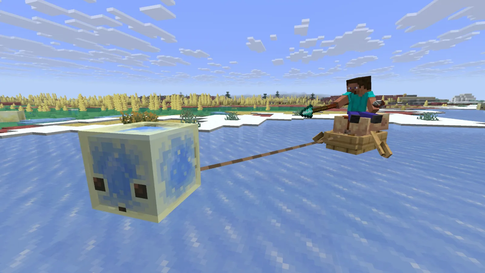 Sulfur Caves biome with glowing crystals and new Sulfur Cube mob