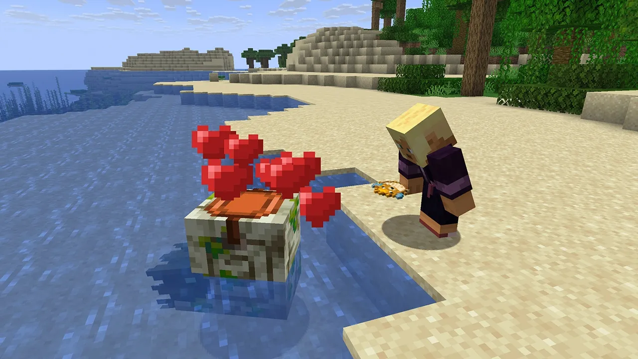 Kai domesticando un Nautilus zombie en Minecraft