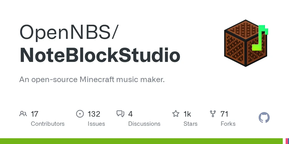 NoteBlockStudio interface showing music composition grid with note blocks and instrument layers