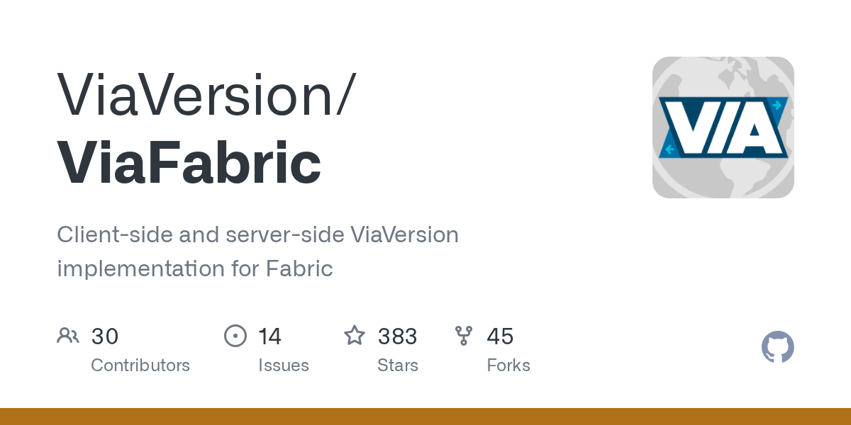 GitHub project card for ViaVersion/ViaFabric