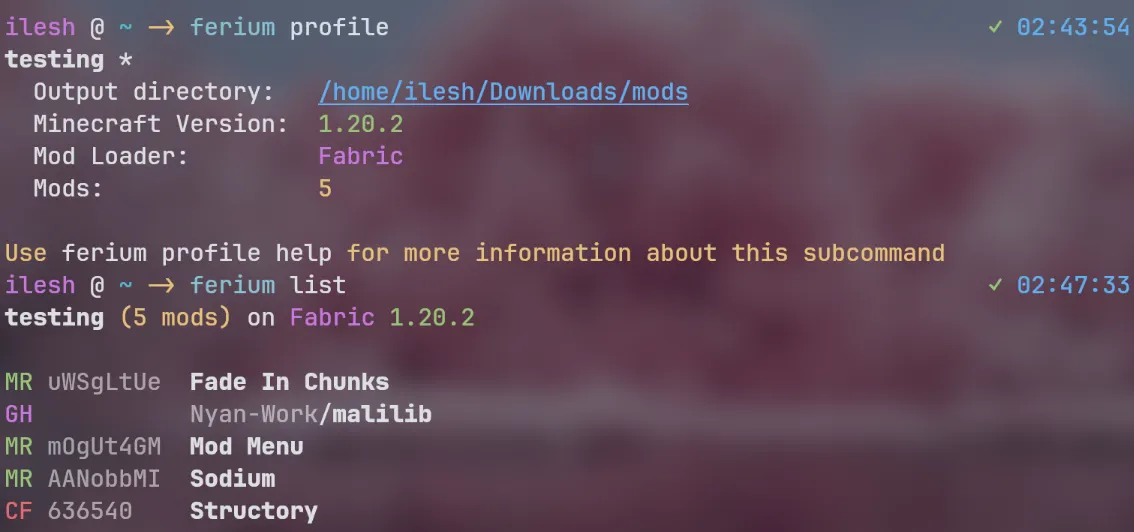 Ferium CLI tool downloading and updating multiple Minecraft mods in parallel from different sources
