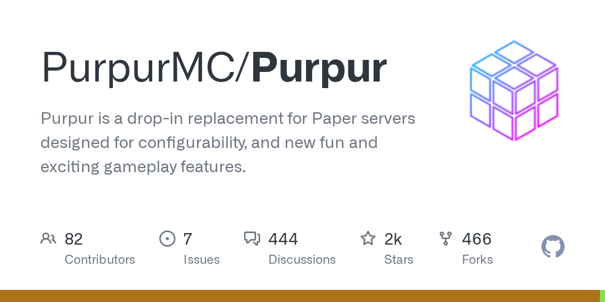 GitHub project card for PurpurMC/Purpur