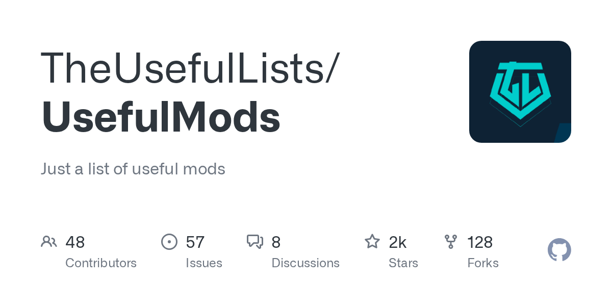 GitHub project card for TheUsefulLists/UsefulMods