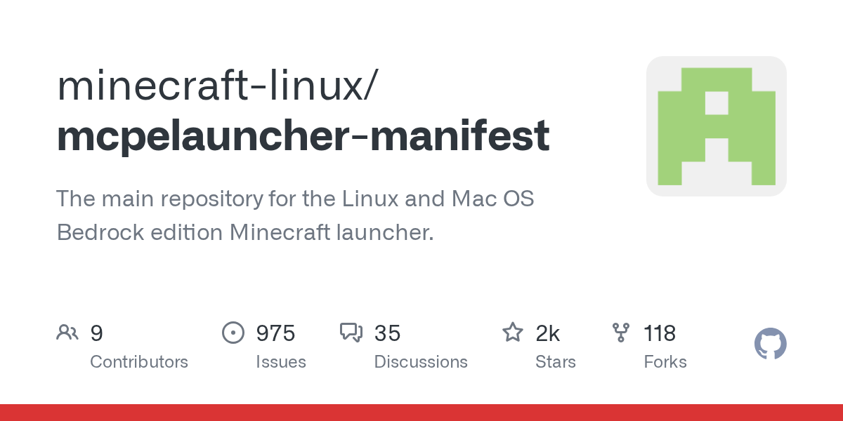 GitHub project card for minecraft-linux/mcpelauncher-manifest
