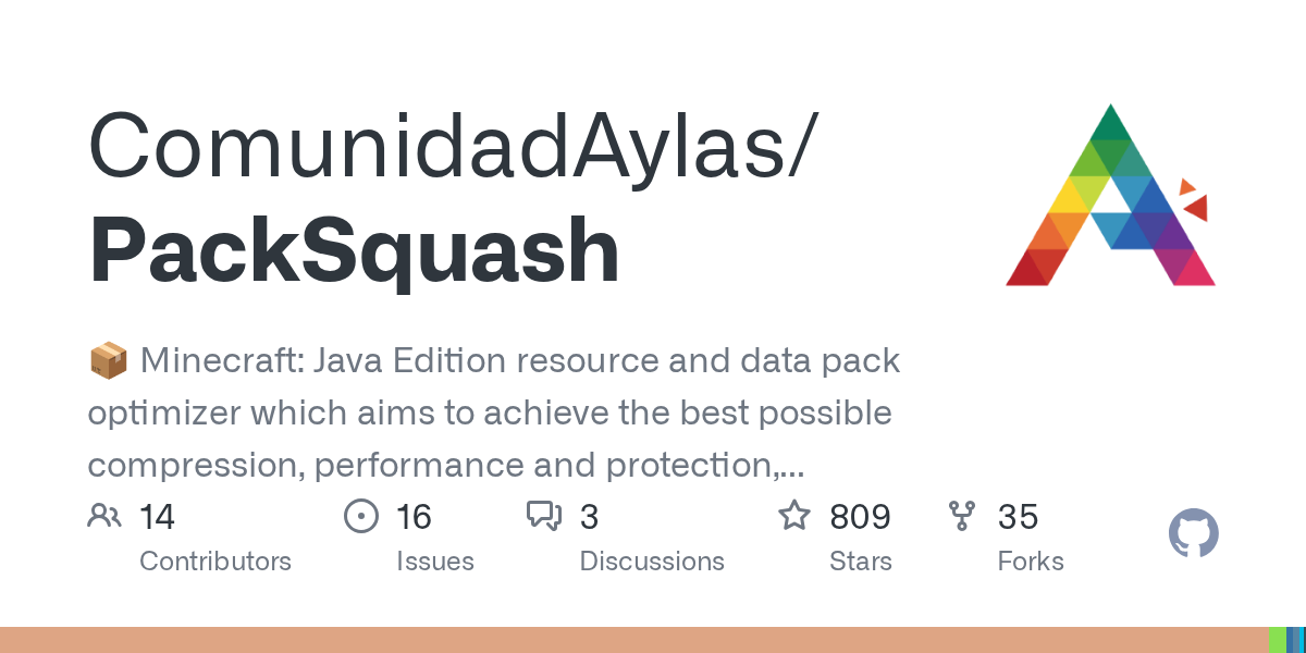 GitHub project card for ComunidadAylas/PackSquash
