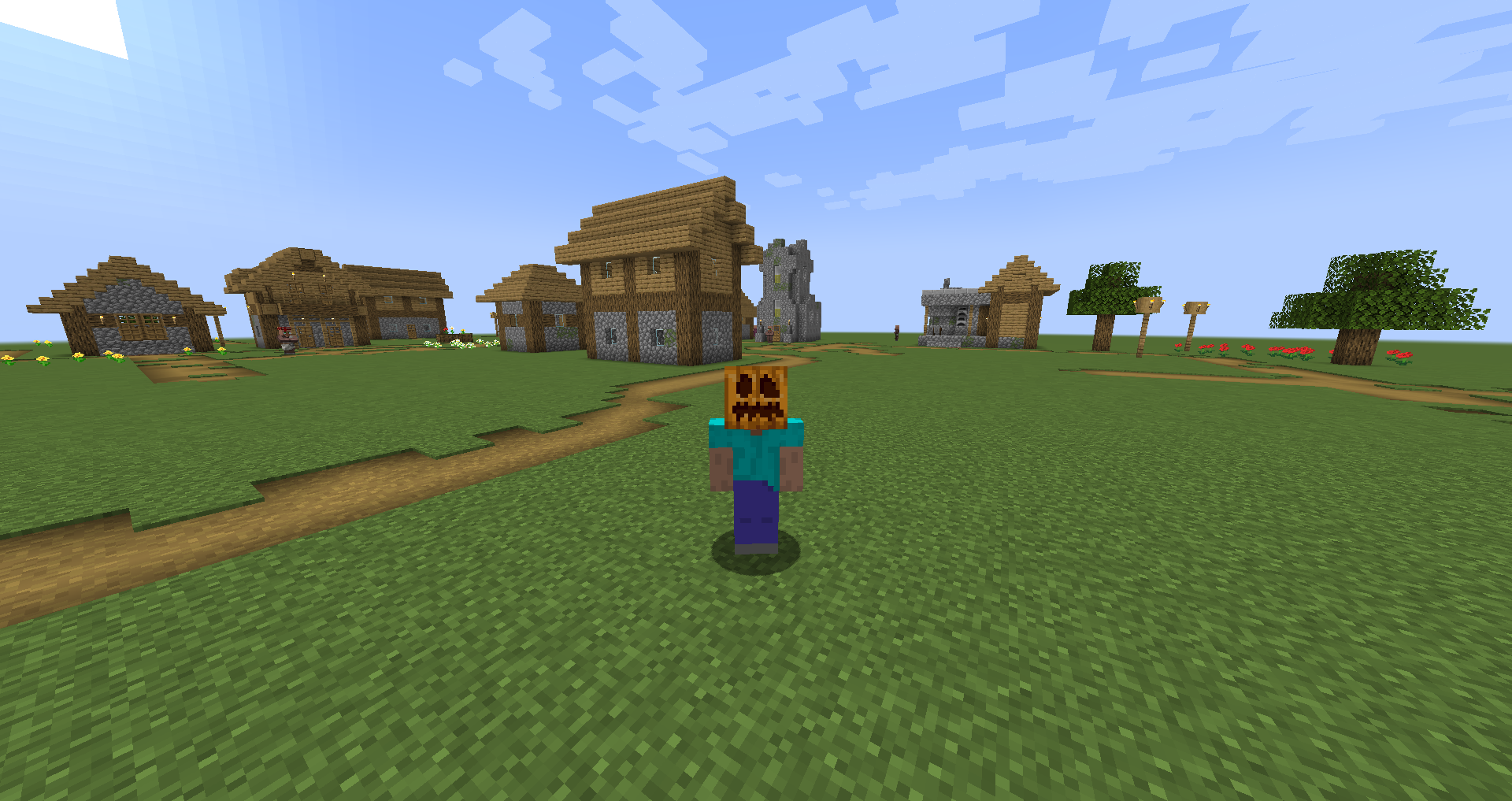 Pumpkin Head Outside in Minecraft