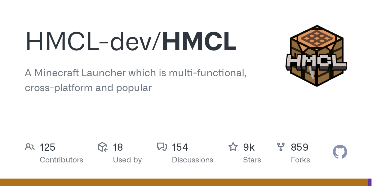 GitHub project card for HMCL-dev/HMCL