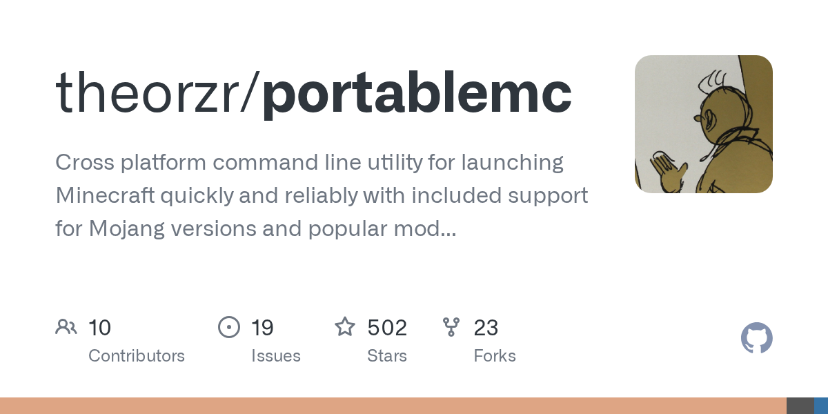 GitHub project card for theorzr/portablemc
