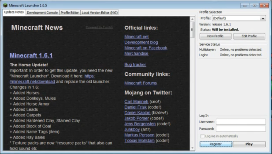 Launcher 1.0.5 in Minecraft