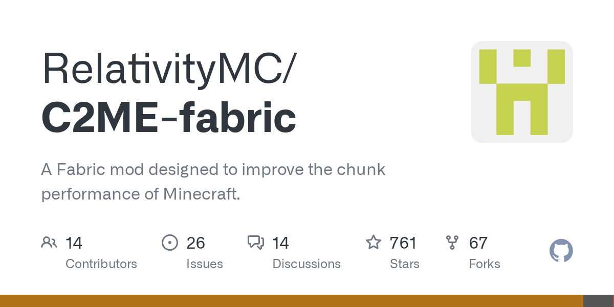 GitHub project card for RelativityMC/C2ME-fabric