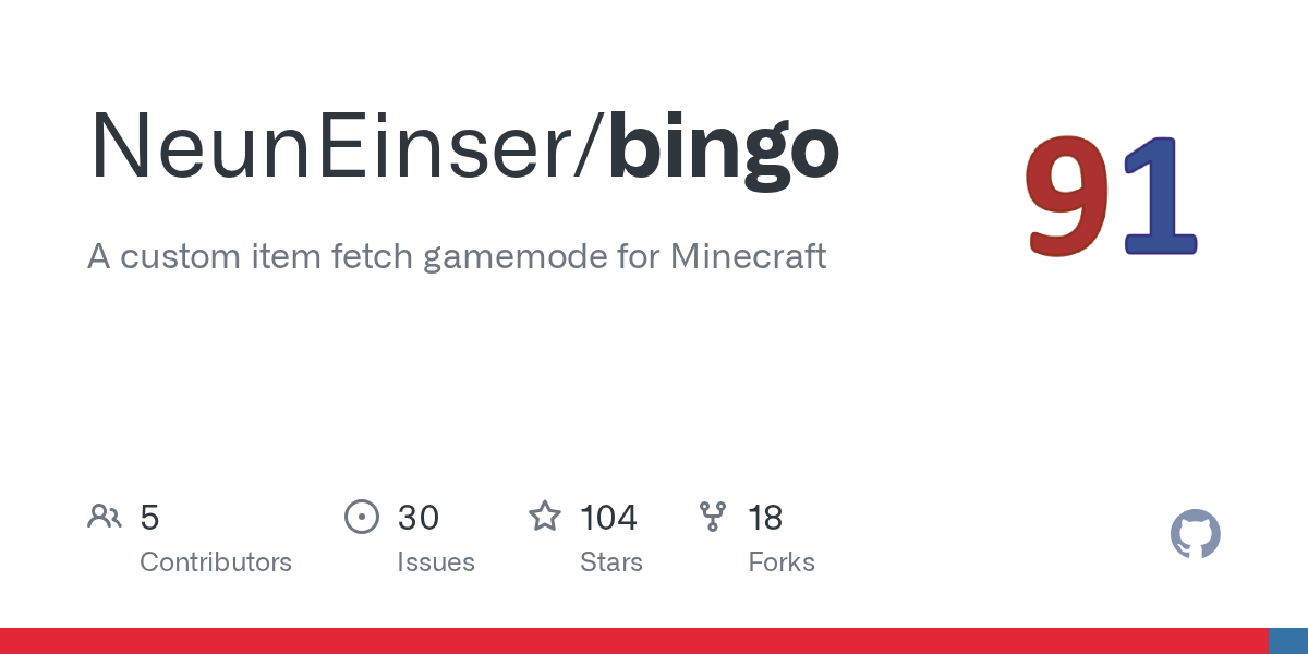 GitHub project card for NeunEinser/bingo