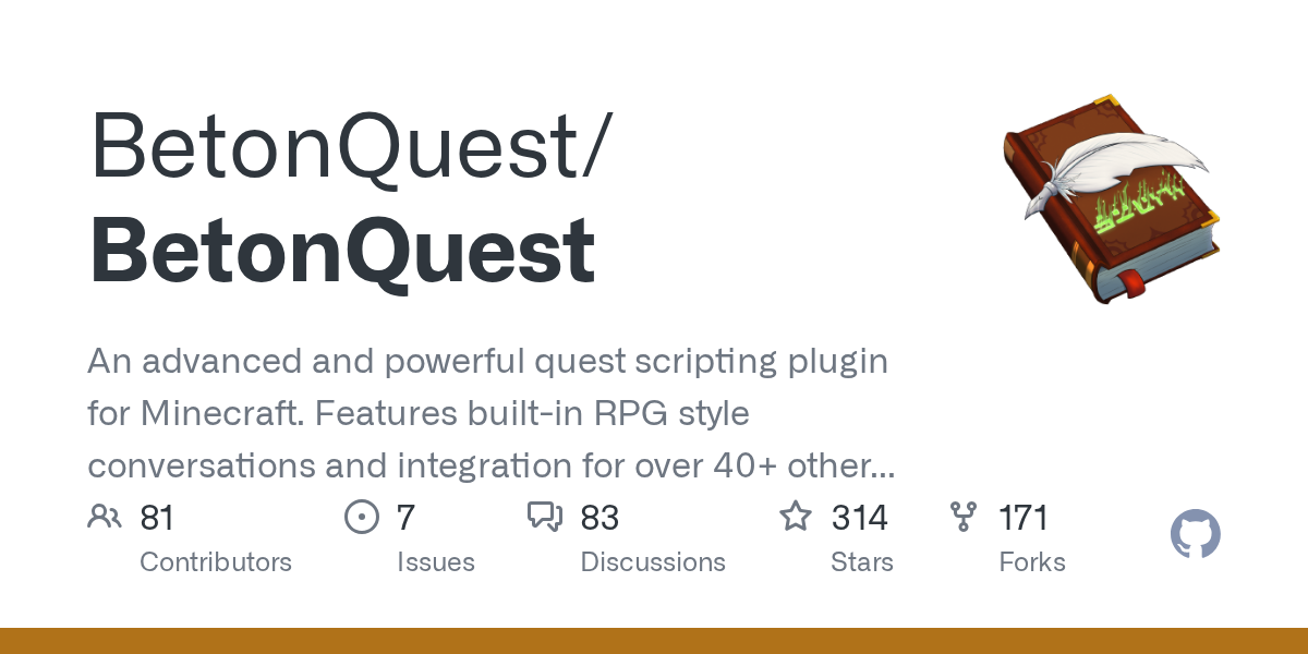 GitHub project card for BetonQuest/BetonQuest