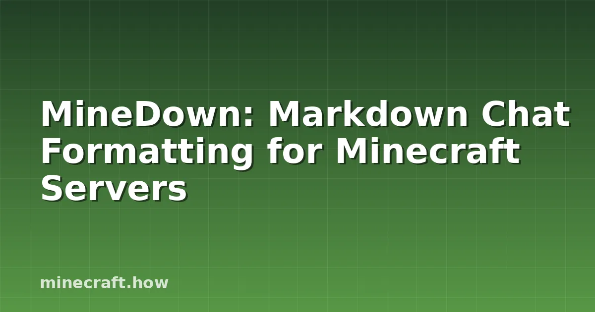 MineDown syntax examples showing colored text, gradients, and interactive chat components in Minecraft