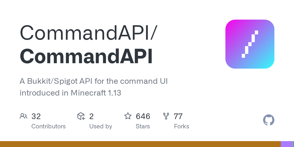 GitHub project card for CommandAPI/CommandAPI