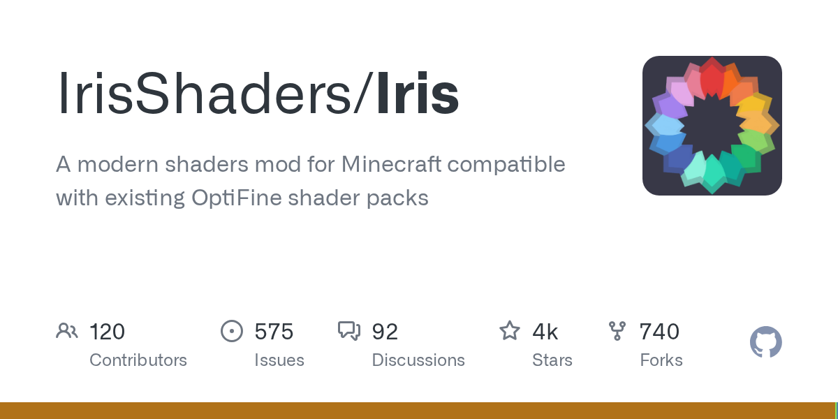 GitHub project card for IrisShaders/Iris