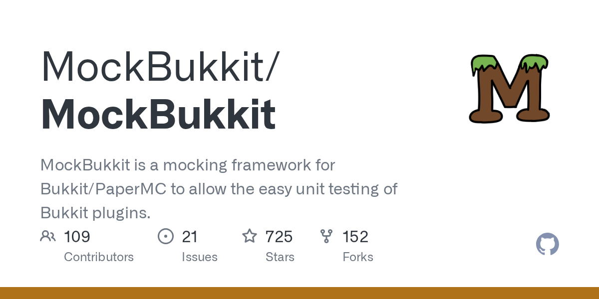 GitHub project card for MockBukkit/MockBukkit