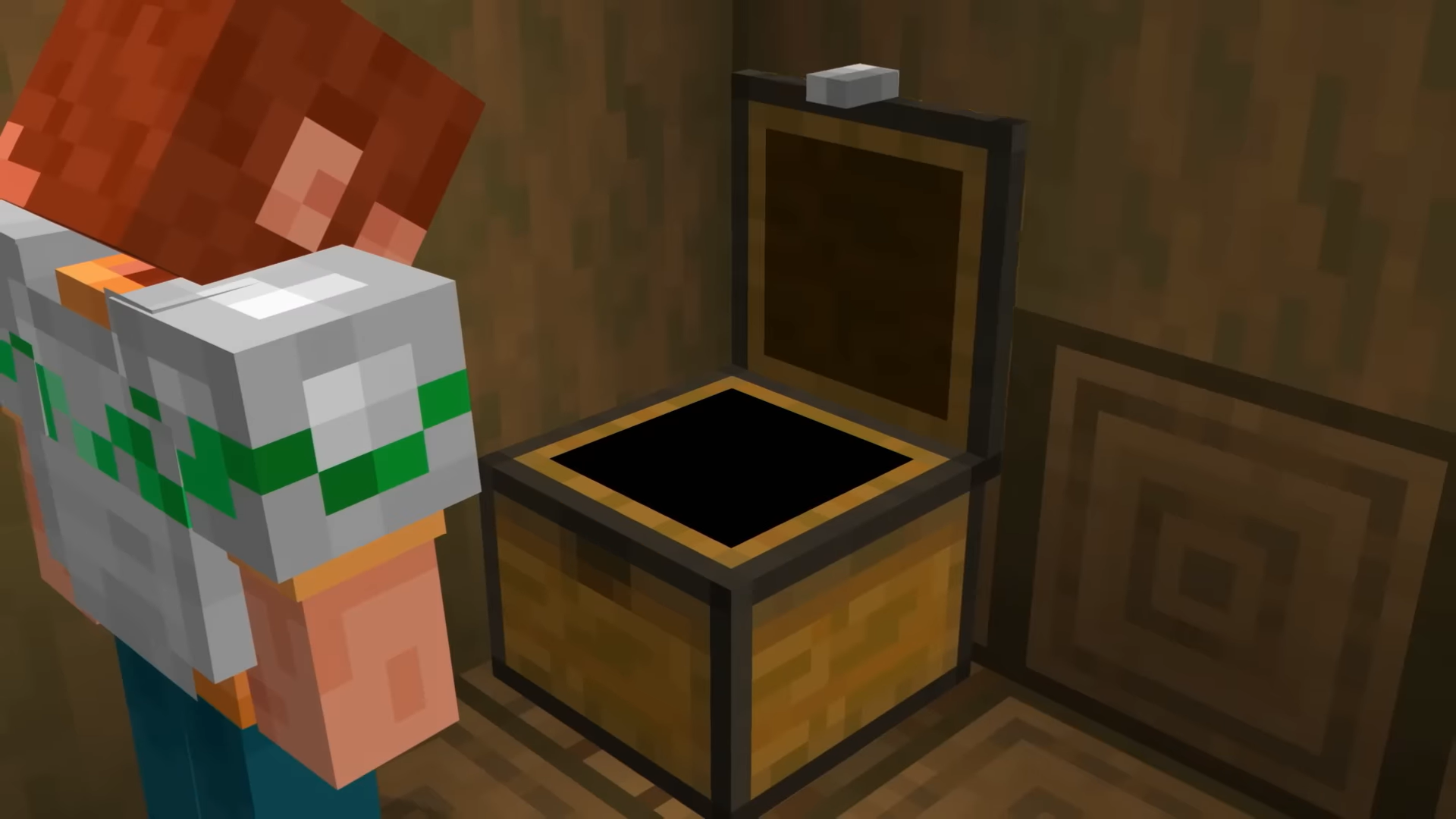 Ari opens chest in Minecraft