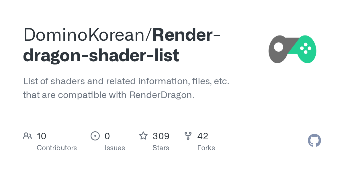 GitHub project card for DominoKorean/Render-dragon-shader-list