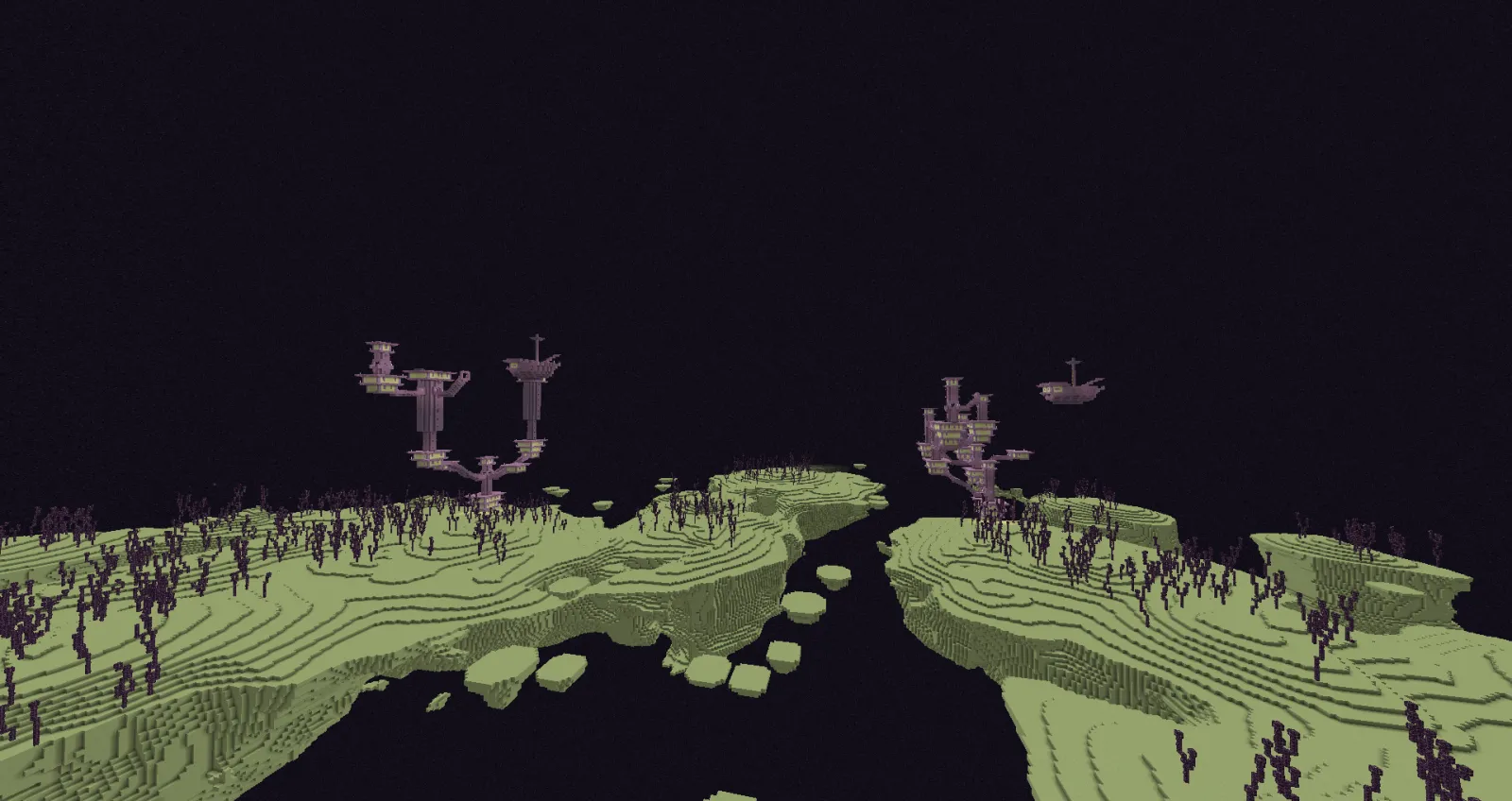 2 End Cities geradas perto uma da outra no Minecraft