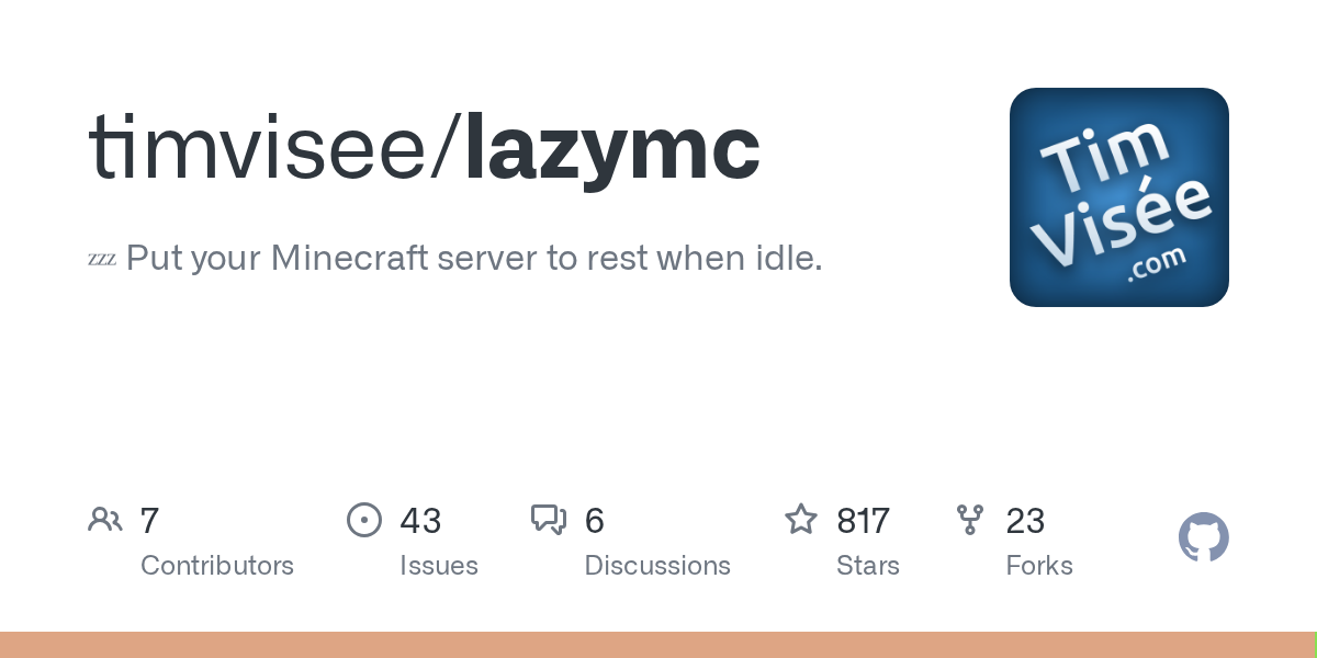GitHub project card for timvisee/lazymc