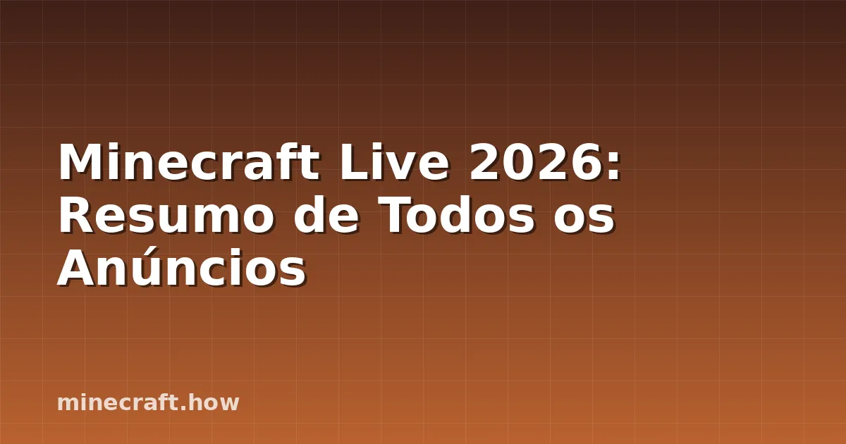 Minecraft Live 2026: Resumo de Todos os Anúncios