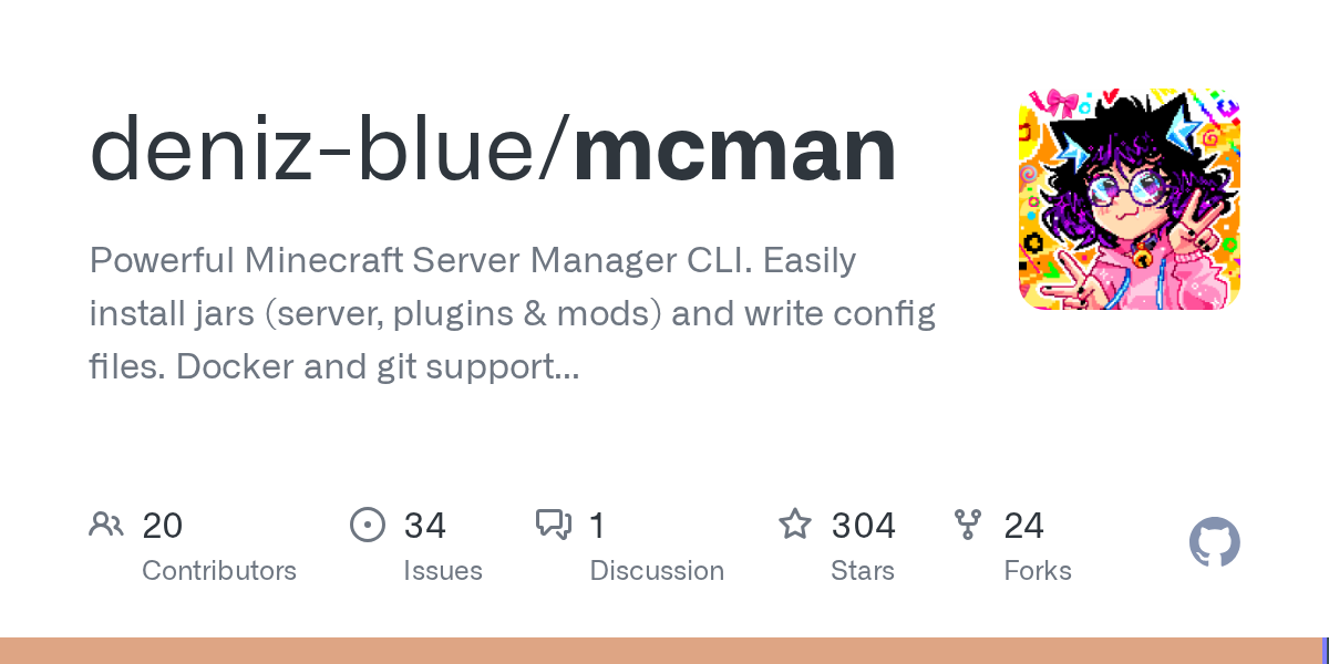 GitHub project card for deniz-blue/mcman